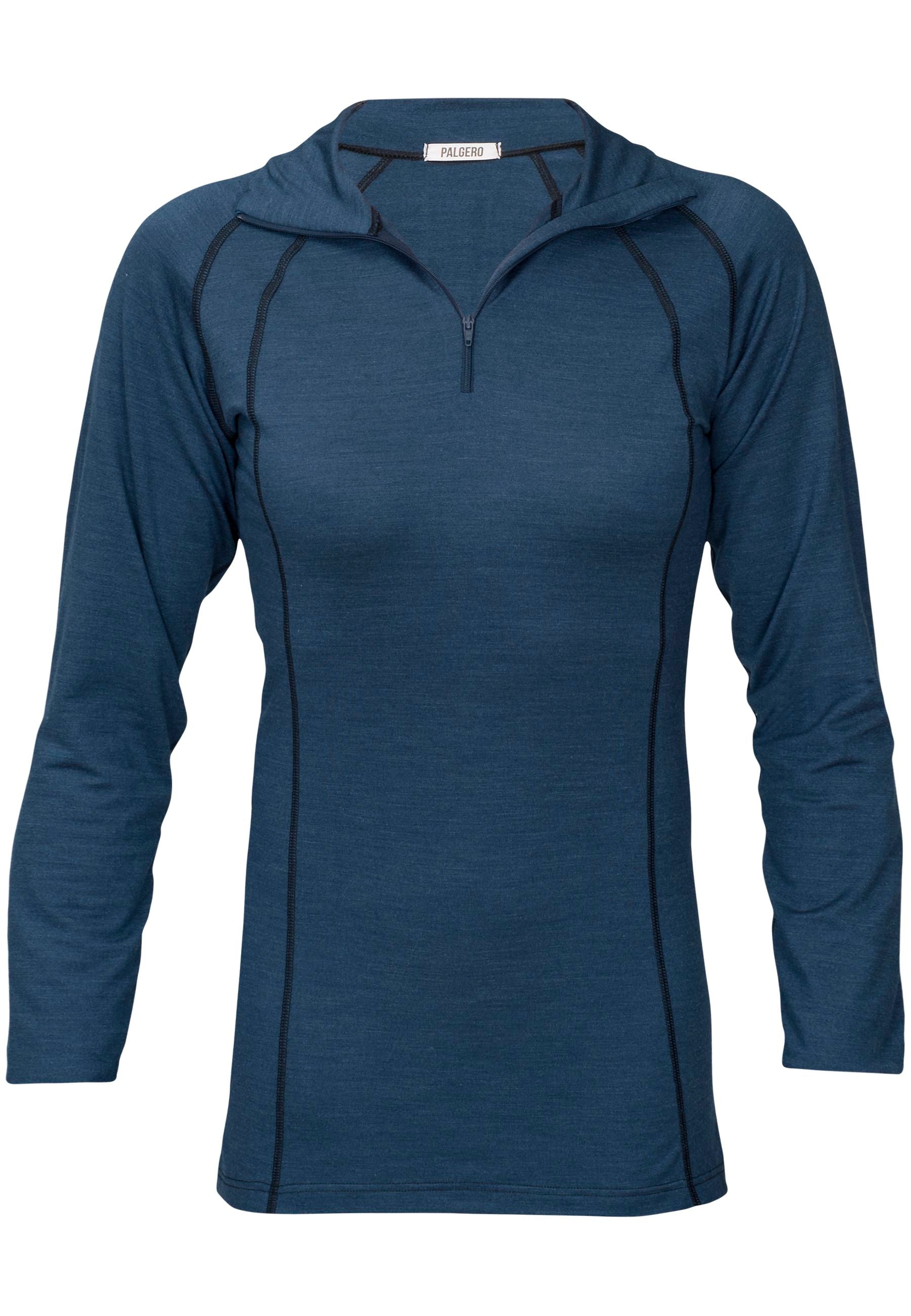 Fin Merino Longlseeve 1/2 Zip Herren - blau meliert